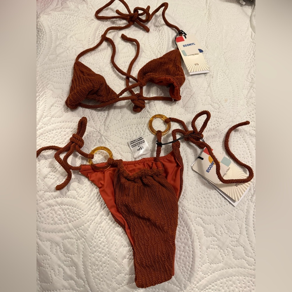 Rust Textured Bikini Set